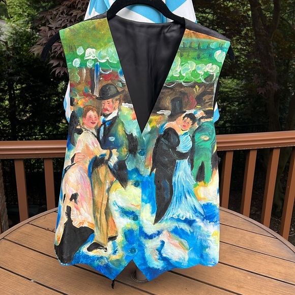 Unisex hand painted vest, adjustable. Will fit large to XL. 4 buttons in blue. - Picture 3 of 10